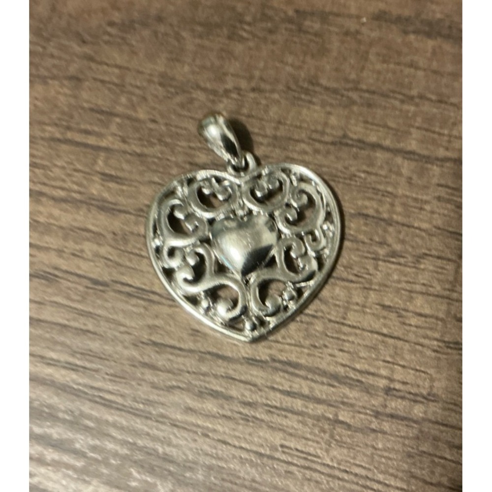Silver Plate (silver?) Filigree Heart Pendant